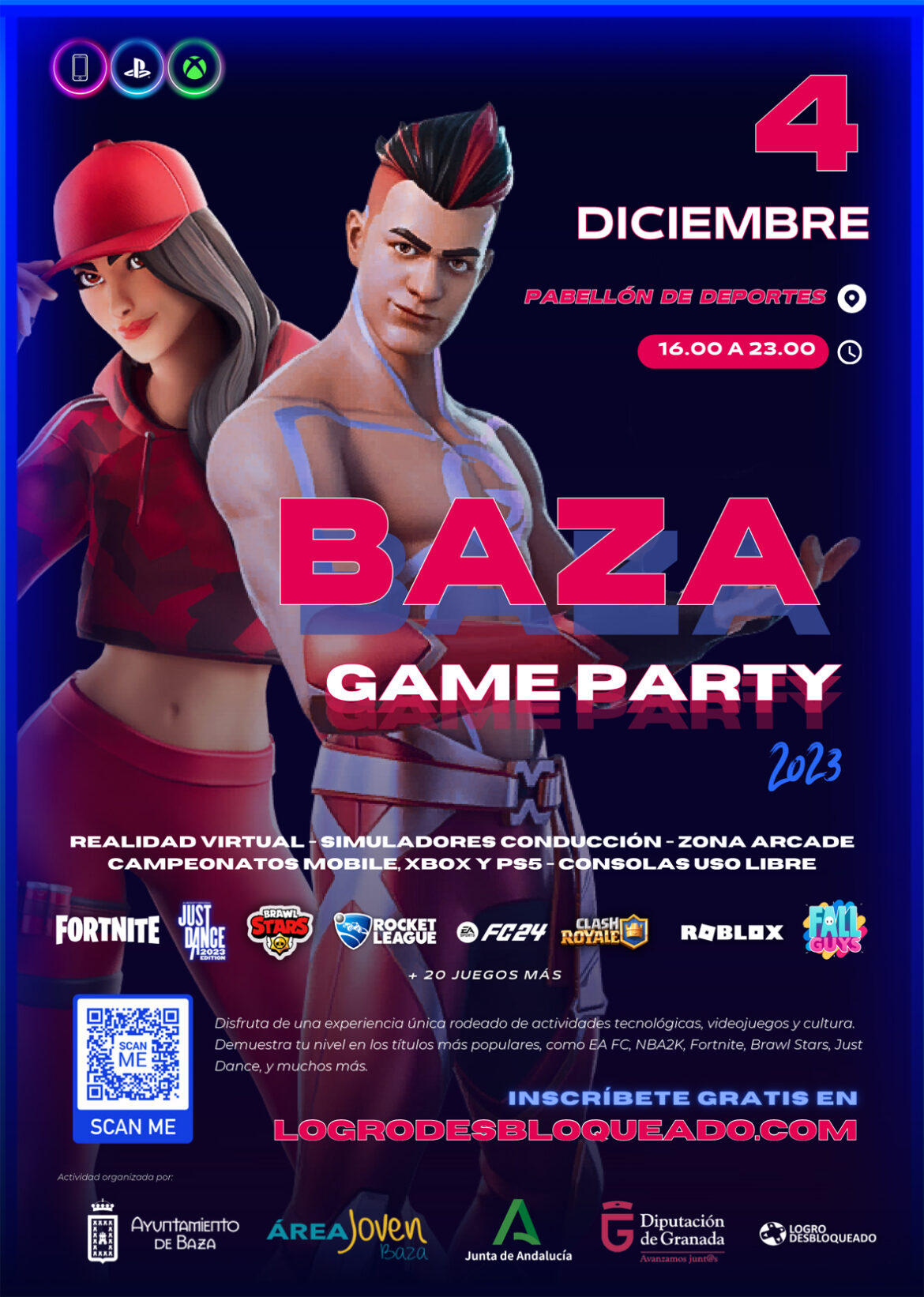 cartel Baza game party 4 diciembre